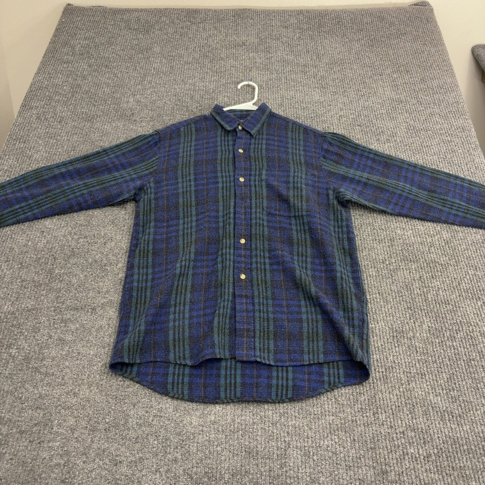 Vintage National Outfitters Shirt Mens M Blue Cotton Plaid Flannel Workwear